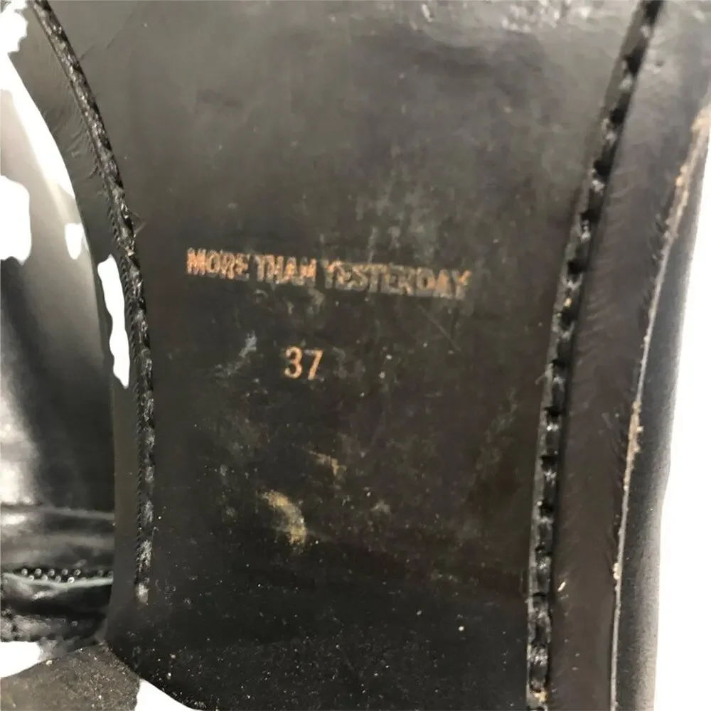 More Than Yesterday Women's Black Leather Heeled Bootie SIZE 37 / US 6.5